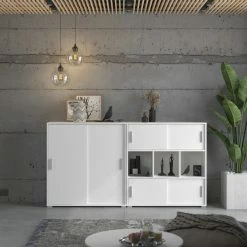 Kommode MOVER - weiß - 4 Schiebetüren - 100x107 cm -Günstiges Büro Geschäft 1331001600 05 1600Wx1600H