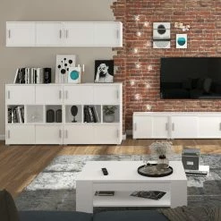 Kommode MOVER - weiß - 4 Schiebetüren - 100x107 cm -Günstiges Büro Geschäft 1331001600 07 1600Wx1600H