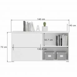 Sideboard MOVER - weiß - 2 Schiebetüren - 136x72 cm -Günstiges Büro Geschäft 1331001900 04 1600Wx1600H