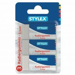 3er Radiergummi-Set - weiß - mit Pappbanderole