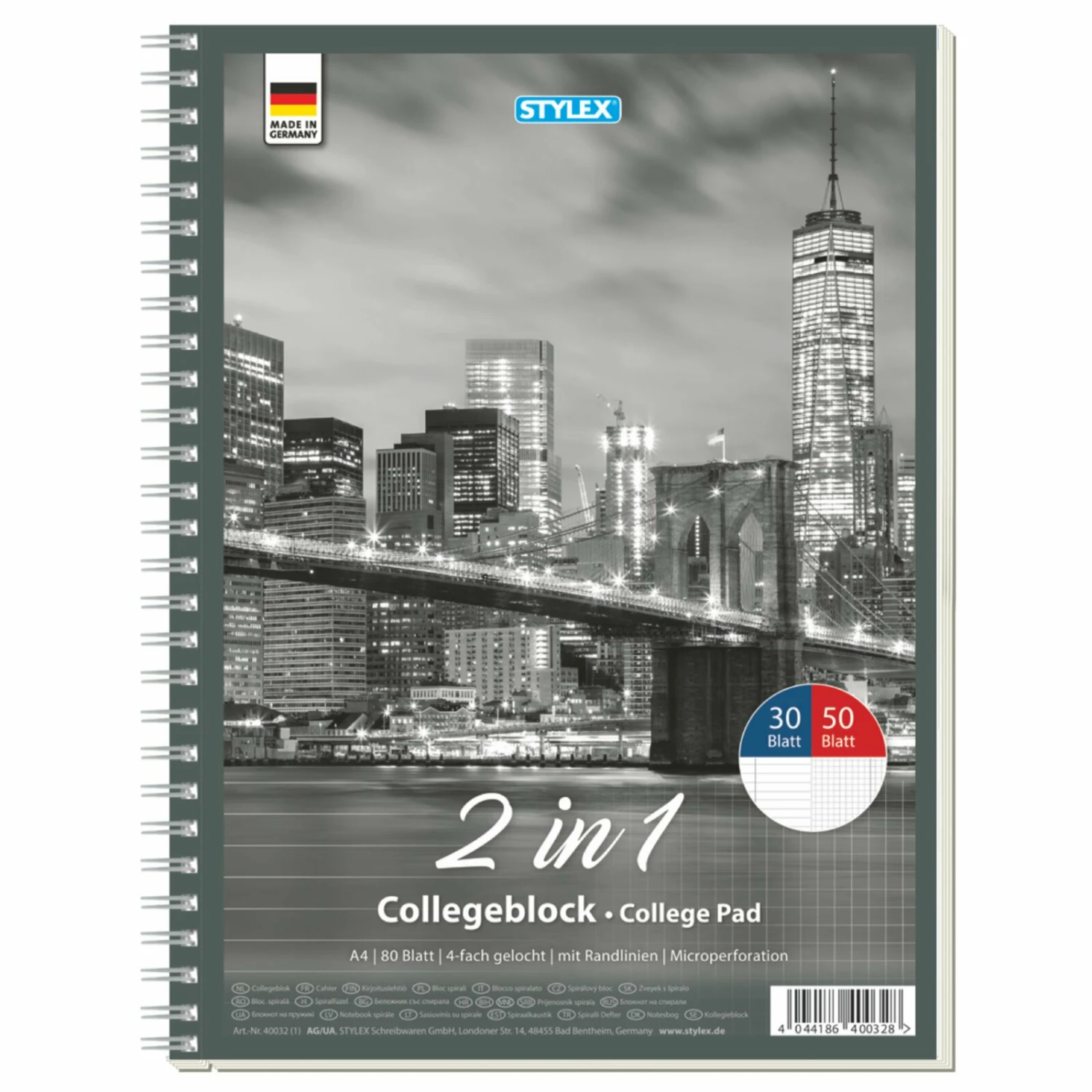 2in1 Collegeblock - liniert-kariert - DIN A4 3 2in1 Collegeblock - liniert-kariert - DIN A4