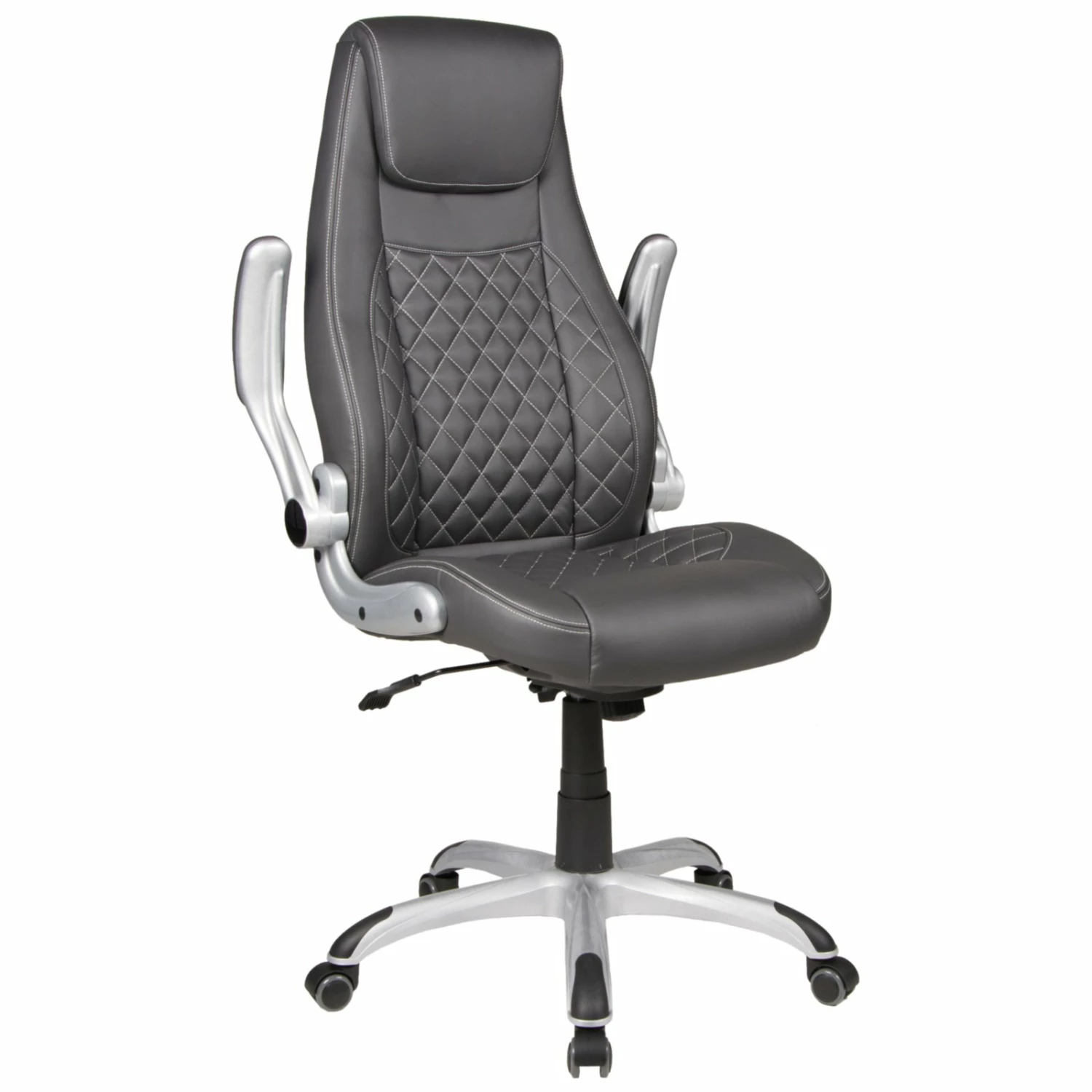 Chefsessel - schwarz-grau - Lederoptik - höhenverstellbar - gepolsterte Armlehnen 4 Chefsessel - schwarz-grau - Lederoptik - höhenverstellbar - gepolsterte Armlehnen – Bild 2