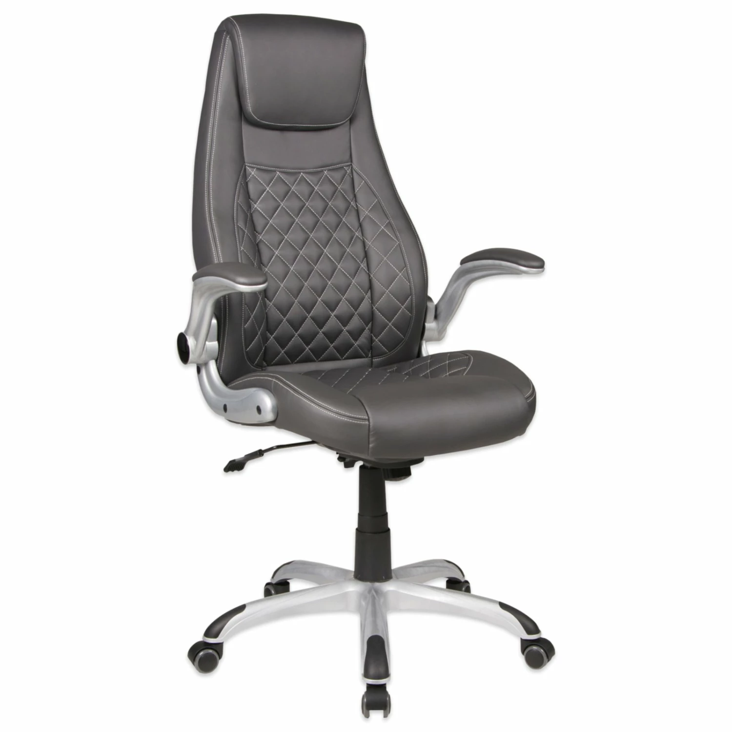 Chefsessel - schwarz-grau - Lederoptik - höhenverstellbar - gepolsterte Armlehnen 3 Chefsessel - schwarz-grau - Lederoptik - höhenverstellbar - gepolsterte Armlehnen