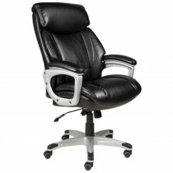 Drehstuhl - schwarz - Lederoptik - höhenverstellbar