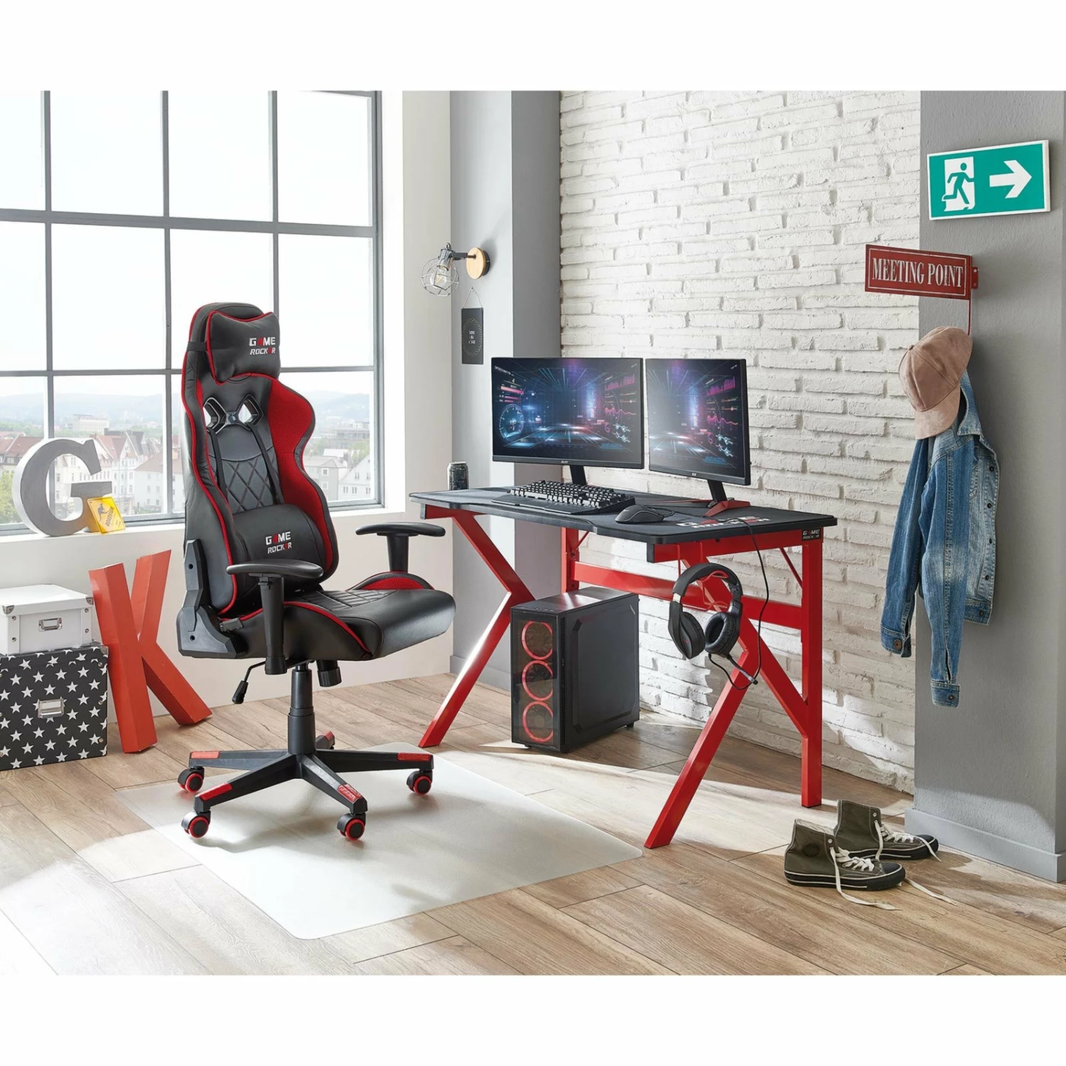 Gaming-Schreibtisch GAME-ROCKER GT-11 - schwarz-rot 4 Gaming-Schreibtisch GAME-ROCKER GT-11 - schwarz-rot – Bild 2