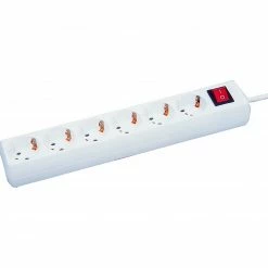 6-fach Steckdosenleiste - weiß - mit Schalter - Kabel 1,5 Meter