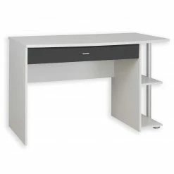 Schreibtisch - Alpinweiß-grau-metallic - 120 cm