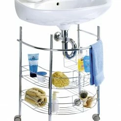 WENKO Waschbecken-Regal - Chrom - auf Rollen