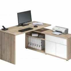 Schreibtisch - Edelbuche - weiß - 153 cm