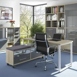 Rollcontainer SET+ - Eiche natur-grau - 133 cm -Günstiges Büro Geschäft 9001768800 04 1600Wx1600H