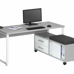 Rollcontainer SET+ - platingrau-weiß - 133 cm -Günstiges Büro Geschäft 9001768900 03 1600Wx1600H