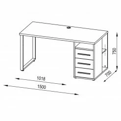Schreibtisch SET+ - platingrau-weiß - 150 cm -Günstiges Büro Geschäft 9001769300 03 1600Wx1600H