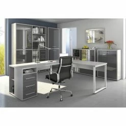 Schreibtisch SET+ - platingrau-grau - 150 cm -Günstiges Büro Geschäft 9001769400 03 1600Wx1600H