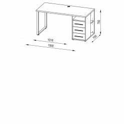 Schreibtisch SET+ - Eiche natur - 150 cm -Günstiges Büro Geschäft 9001769500 02 1600Wx1600H