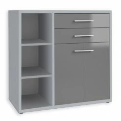 Kommode SET+ - platingrau - Grauglas - 117 cm