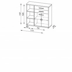 Kommode SET+ - Eiche natur - 117 cm -Günstiges Büro Geschäft 9001770500 02 1600Wx1600H