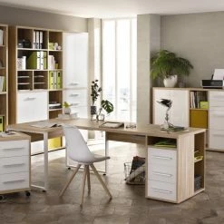 Sideboard SET+ - Eiche natur - Weißglas - 156 cm -Günstiges Büro Geschäft 9001770600 03 1600Wx1600H