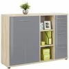 Sideboard SET+ - Eiche natur - Grauglas - 156 cm -Günstiges Büro Geschäft 9001770700 1600Wx1600H