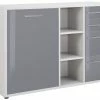 Sideboard-Kombination SET+ - platingrau - Grauglas - 156 cm -Günstiges Büro Geschäft 9001770900 1600Wx1600H