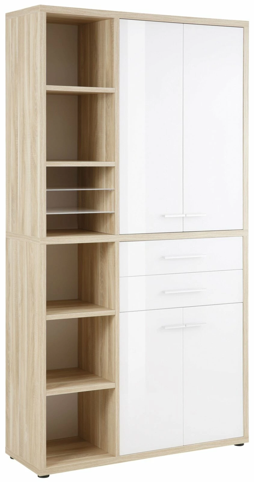 Büroschrank-Kombination SET+ - Eiche natur-weiß - 117 cm 3 Büroschrank-Kombination SET+ - Eiche natur-weiß - 117 cm