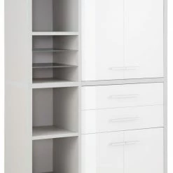Büroschrank-Kombination SET+ - platingrau - weiß - 117 cm
