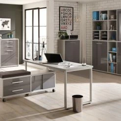 Highboard-Kombination SET+ - platingrau - 117 cm -Günstiges Büro Geschäft 9001771800 04 1600Wx1600H