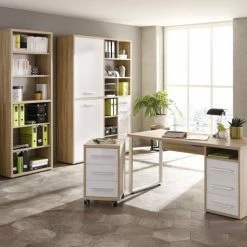 Highboard-Regal-Kombi SET+ - Eiche - Weißglas - 156 cm -Günstiges Büro Geschäft 9001772000 03 1600Wx1600H