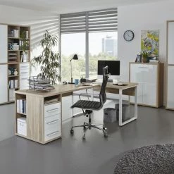 Highboard-Regal-Kombi SET+ - Eiche - Weißglas - 156 cm -Günstiges Büro Geschäft 9001772000 04 1600Wx1600H