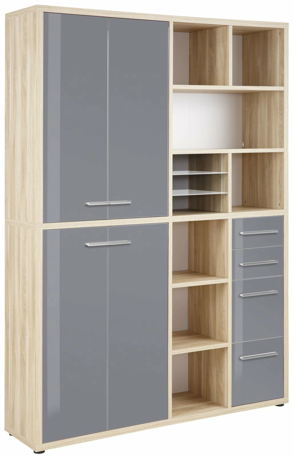 Highboard-Regal-Kombi SET+ - Eiche - Grauglas - 156 cm 5 Highboard-Regal-Kombi SET+ - Eiche - Grauglas - 156 cm – Bild 3