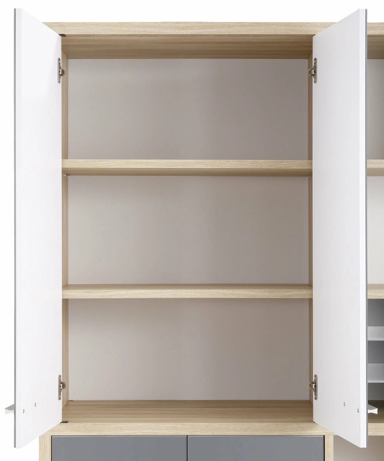 Highboard-Regal-Kombi SET+ - Eiche - Grauglas - 156 cm 6 Highboard-Regal-Kombi SET+ - Eiche - Grauglas - 156 cm – Bild 4