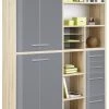 Highboard-Regal-Kombi SET+ - Eiche - Grauglas - 156 cm -Günstiges Büro Geschäft 9001772100 1600Wx1600H