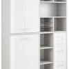Highboard-Regal-Kombi SET+ - Platingrau - Weißglas - 156 cm