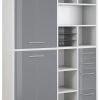 Highboard-Regal-Kombi SET+ - Platingrau - Grauglas - 156 cm