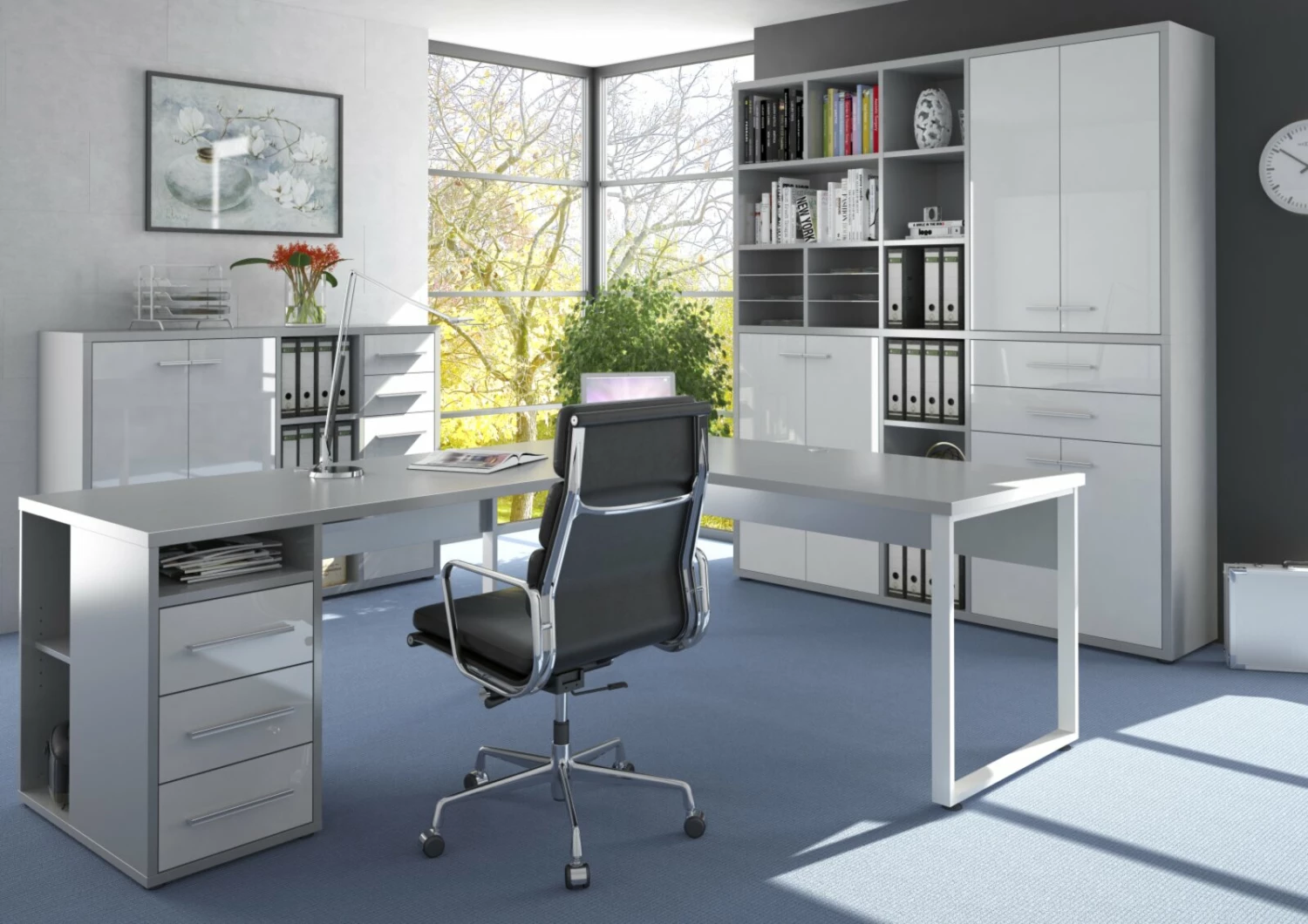 Highboard-Kombination SET+ - platingrau-weiß - 192 cm 6 Highboard-Kombination SET+ - platingrau-weiß - 192 cm – Bild 4