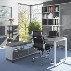 Highboard-Kombination SET+ - platingrau-Grauglas - 192 cm -Günstiges Büro Geschäft 9001772800 04 1600Wx1600H