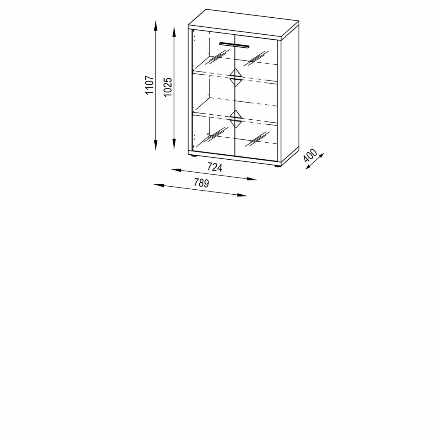 Sideboard SET+ - platingrau-Weißglas - 79 cm 4 Sideboard SET+ - platingrau-Weißglas - 79 cm – Bild 2