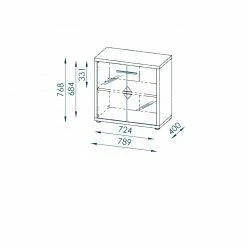 Sideboard SET+ - platingrau-Grauglas - 77 cm hoch -Günstiges Büro Geschäft 9001776600 04 1600Wx1600H