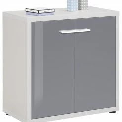 Sideboard SET+ - platingrau-Grauglas - 77 cm hoch