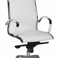 Bürostuhl - weiß - echtes Leder