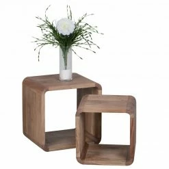 2er-Set Würfelregal - Akazie massiv lackiert - 43 cm