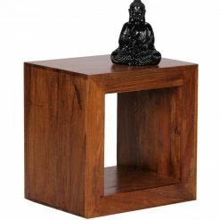 Standregal Cube - braun gebeizt - Sheesham massiv