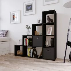 Raumteiler NAPOLI - schwarz - 10 Fächer -Günstiges Büro Geschäft 9002763100 02 1600Wx1600H