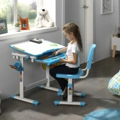 Kinderschreibtisch COMFORTLINE - blau - mit Stuhl -Günstiges Büro Geschäft 9002866900 03 1600Wx1600H
