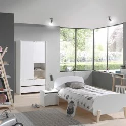 Schreibtisch KIDDY - weiß - Kiefer massiv - mit Aufsatz -Günstiges Büro Geschäft 9002868600 03 1600Wx1600H