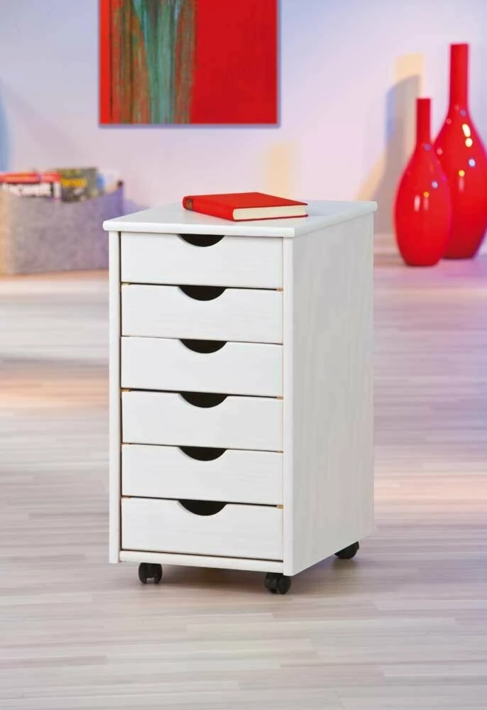 Rollcontainer SIMON - weiß - 6 Schubladen - 35 cm breit 4 Rollcontainer SIMON - weiß - 6 Schubladen - 35 cm breit – Bild 2