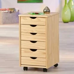 Rollcontainer NILS - natur - Kiefer massiv - 35 cm -Günstiges Büro Geschäft 9002935000 02 1600Wx1600H