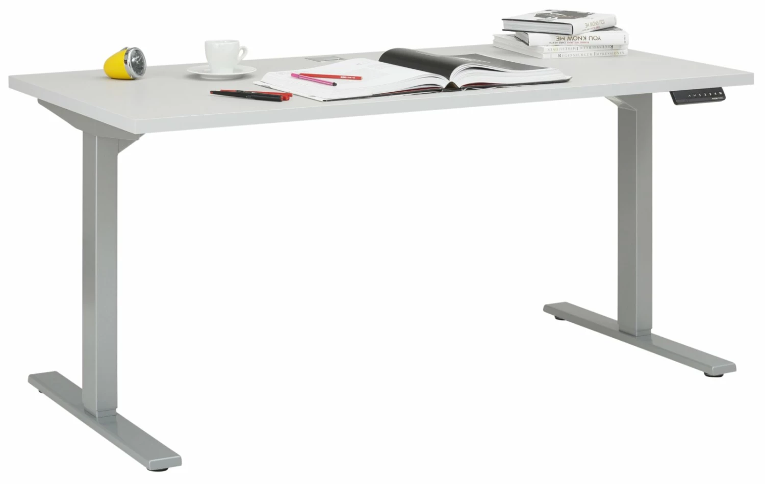 Schreibtisch EDJUST - platingrau - höhenverstellbar - 155x73 cm 3 Schreibtisch EDJUST - platingrau - höhenverstellbar - 155x73 cm