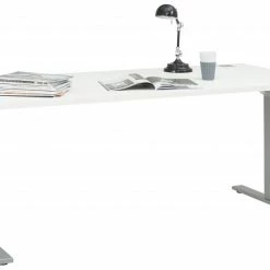 Schreibtisch EDJUST - weiß matt - höhenverstellbar - 175x80 cm