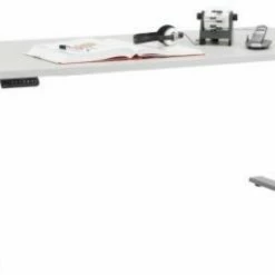 Schreibtisch EDJUST - platingrau - höhenverstellbar - 175x80 cm