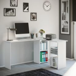 Schreibtisch LUSIAS - weiß - 136 cm breit -Günstiges Büro Geschäft 9003425300 03 1600Wx1600H